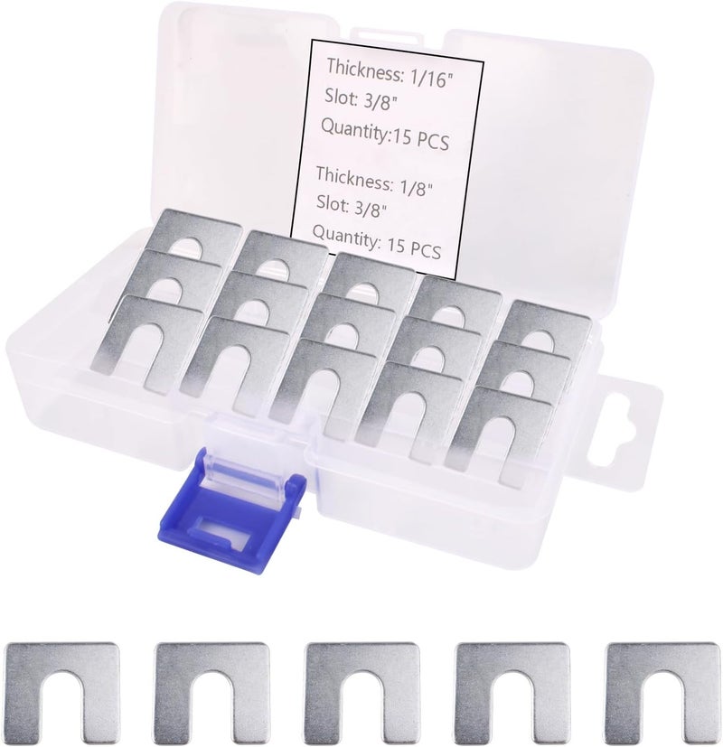 CHENACC 30Pcs Auto Body Fender Alignment Shim 1/16" & 1/8" Thick- 3/8" Slot Automotive Alignment Shim Assortment Kit - Image 1